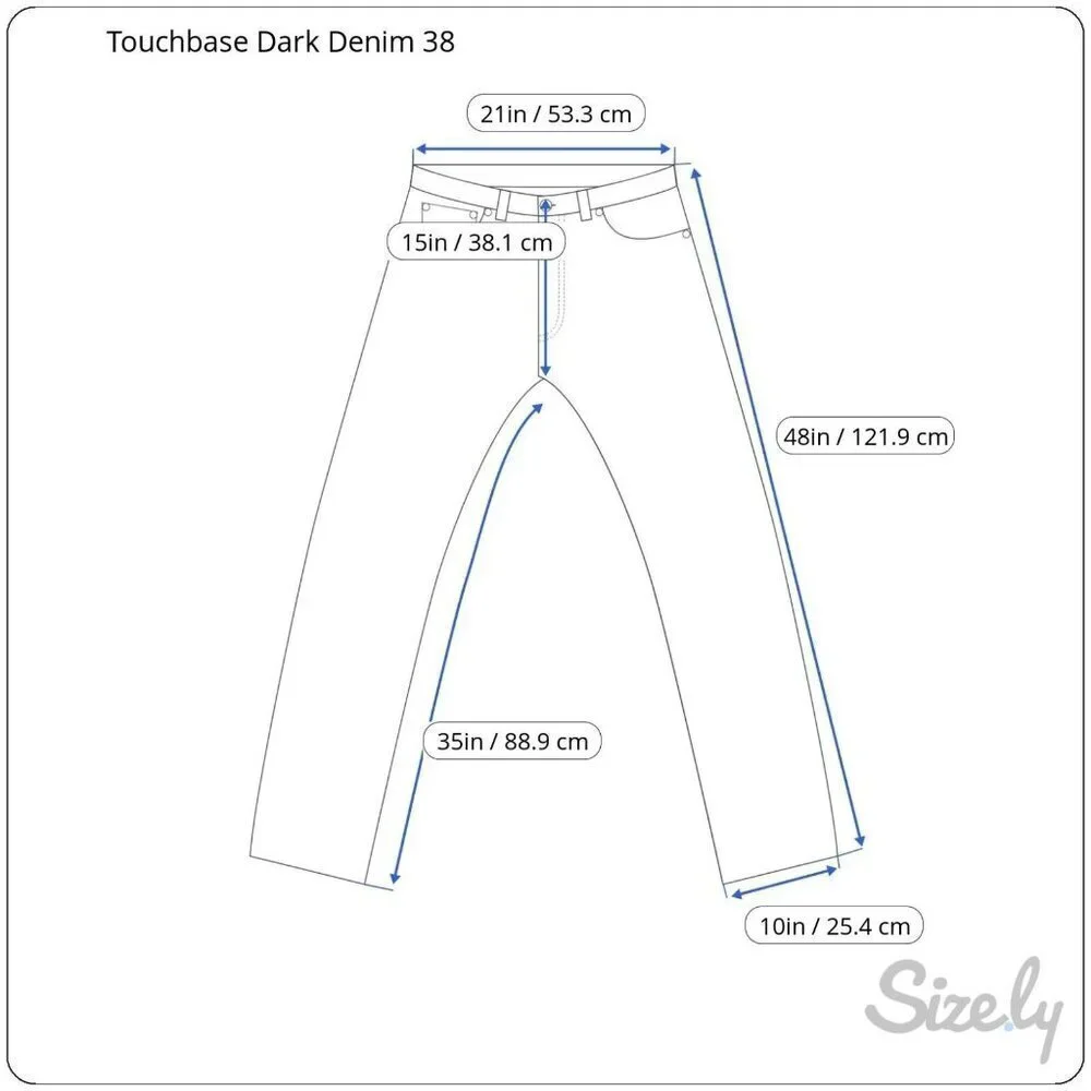 Touchbase Mens 42 x 35 Dark Wash Loose Fit Straight Leg Zipper Fly Denim Jeans